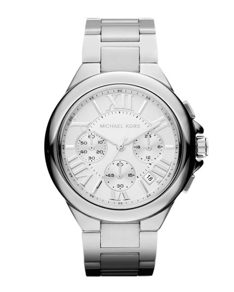 michael kors camille silver tone chronograph watch|mk6995.